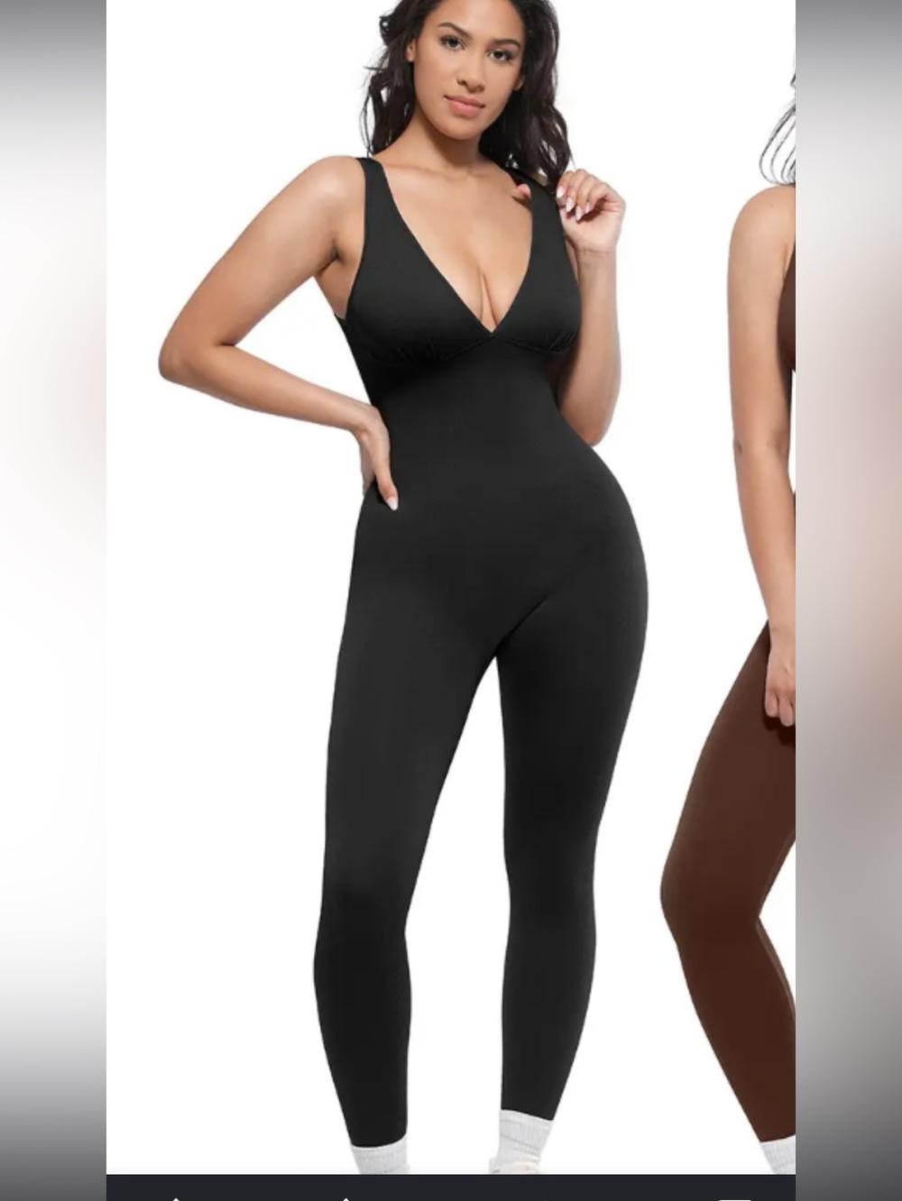 New! Shapellx Deep V Neck Shapewear Bodysuit Black